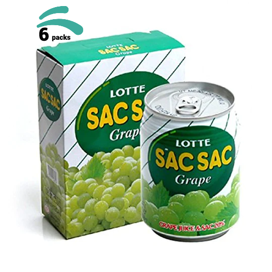 Lotte SacSac Grape Juice 6x12 Cans