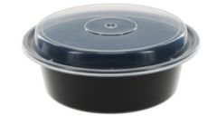 24 Oz Black Round Versatainer With Lid - 150 Ct