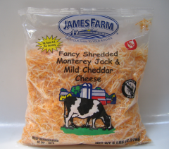 James Farm - Fancy Shredded Cheddar & Monterey Jack Cheese - 4X5 Lb Bags/Case