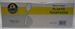 Sunset - White Medium Weight Plastic Teaspoons - 1000 Ct