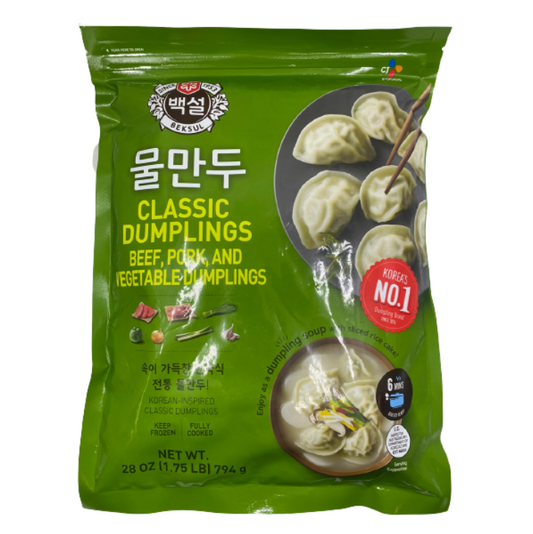 CJ Beksul Classic Beef Pork & Vegetable Dumplings, 28 oz, 백설 물 만두
