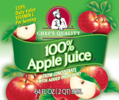 Chef's Quality - 100% Apple Juice - 64 Oz