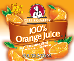 Chef's Quality - 100% Orange Juice - 8X 64 Oz/Case