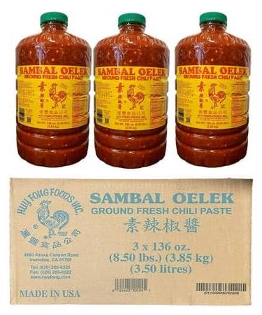 Huy Fong Sambal Oelex Ground Fresh Chili, 128 Ounce - 3 per case.